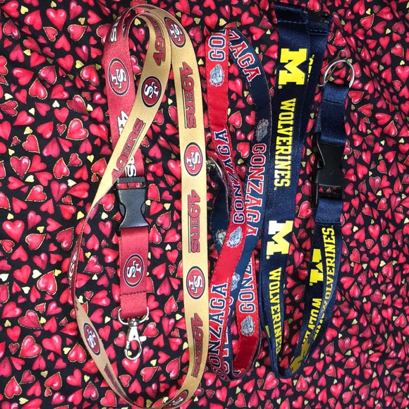 3 lanyards. SF 49ers. Wolverines. Gonzaga - Picture 1 of 2